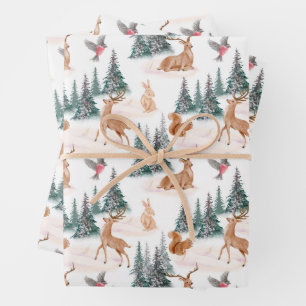 Bois Animaux Papier d'enveloppement de Noël
