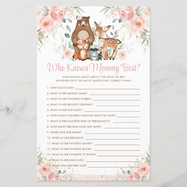 Bois Animaux Pink Floral Qui Connaît Mommy Meilleu (Devant)