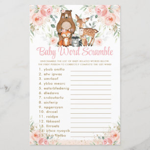 Bois Animaux rose Floral Baby Mot Scramble
