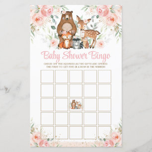 Bois Animaux Roses Roses Rose Baby shower Bingo Je