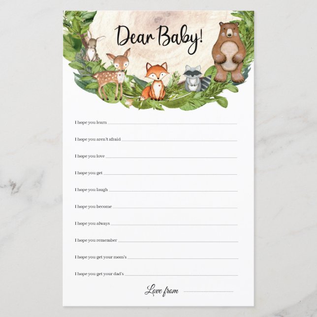 Bois animaux tranche en bois Chers voeux pour bébé (Devant)