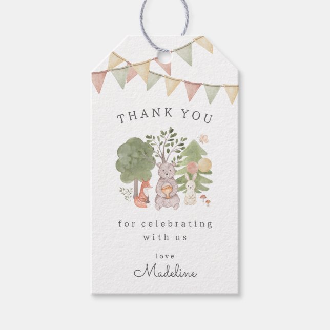 Bois aquarelle | Étiquette cadeau d'amis forestier (Devant)