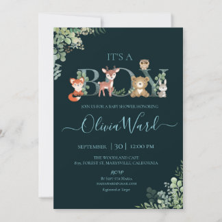 Bois Baby shower de verdure Invitation garçon