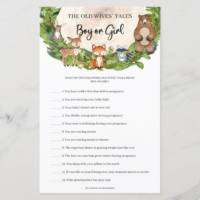 Bois bêtes bois log Guess Boy Or Girl tales (Devant)