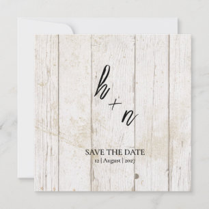 Bois blanc Enregistrer la date Initiales minimalis