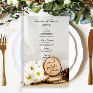 Bois blanc rustique Mariage Menu