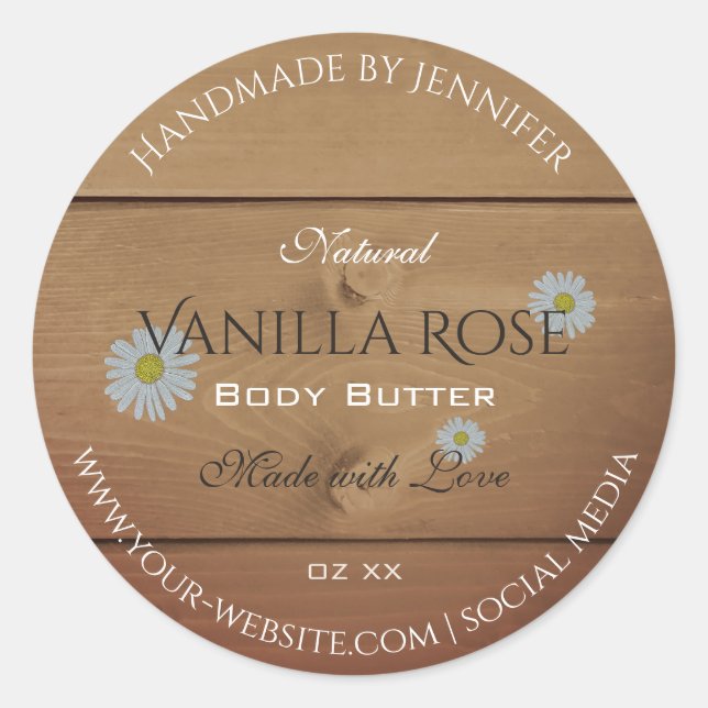 Bois Bois Emballage Étiquette Fleur marguerite (Devant)