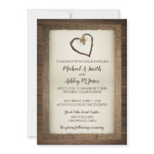 Bois, Burlap & Twine Heart Faire-part de mariage