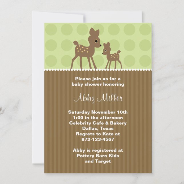 Bois cerf Baby Shower Invitations (Devant)
