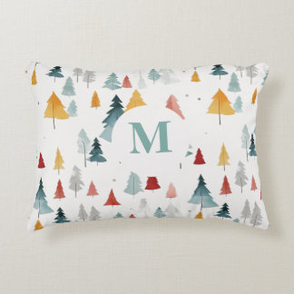 Bois Charme Tranquille Arbres Monogramme Coussin