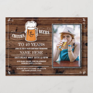 Bois Cheers & Bières Anniversaire Invitation photo