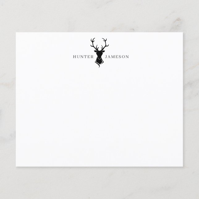 Bois de cerf Tête de cerf | Monogramme gris noir (Devant)
