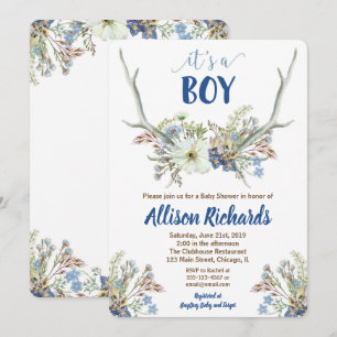 Bois de cerfs baby shower rustique invitation pour
