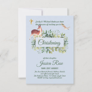 Bois de cerfs de bois Christening Invitations Bapt