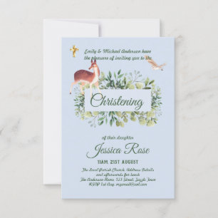 Bois de cerfs de bois Christening Invitations Bapt
