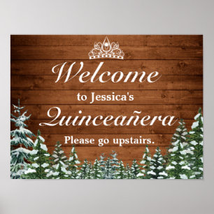 Bois de neige et forêt Tiara Quinceanera Affiche d