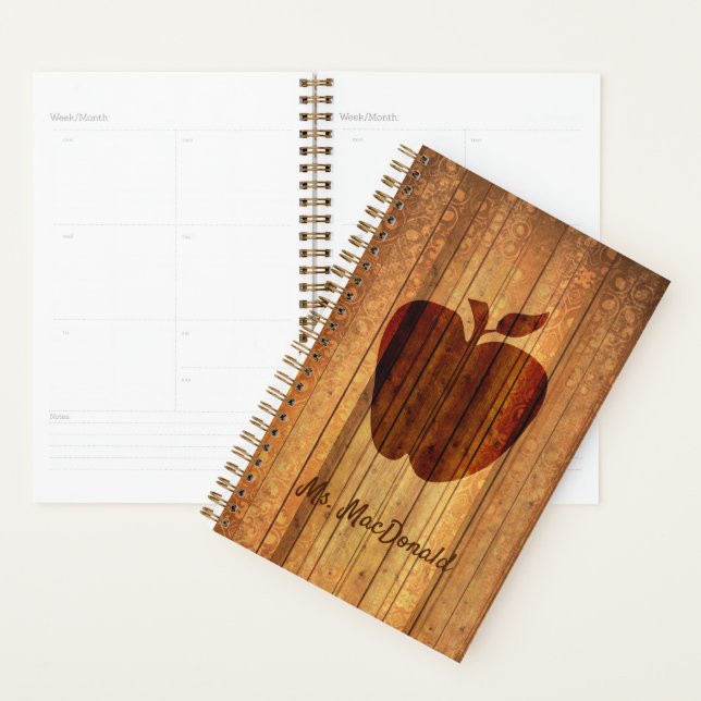 Bois décoratif avec pomme Enseignants Planificateu (Devant avec enveloppe)