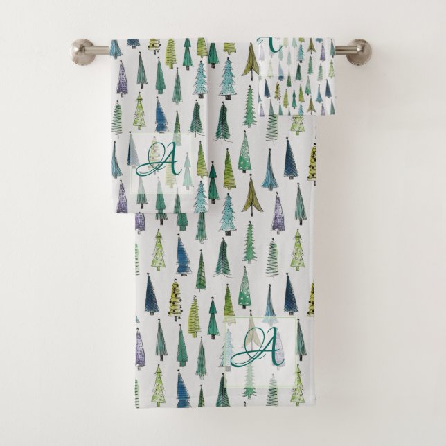 Bois d'hiver Pins Arbres Motif Décor Monogrammé (En situation)