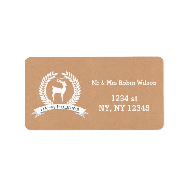 Bois d'hiver rustique cerf étiquettes de vacances (Devant)