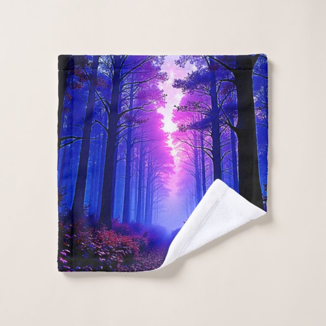 Bois du Crépuscule Pourpre : Art Surréaliste (Gant de toilette)