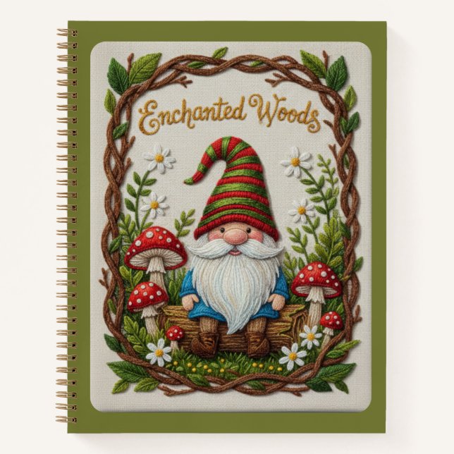 Bois Enchanté Journal Brodé du Gnome de la Forêt (Devant)