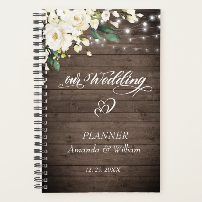 Bois et Rose blanche Vert Wedding planner floral (Devant)
