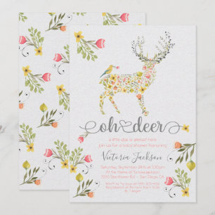 Bois Floral Oh Deer Baby shower Invitation