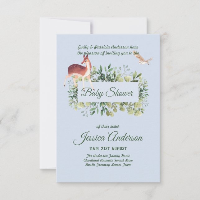 Bois Flore et faune BABY SHOWERS Invitations (Devant)