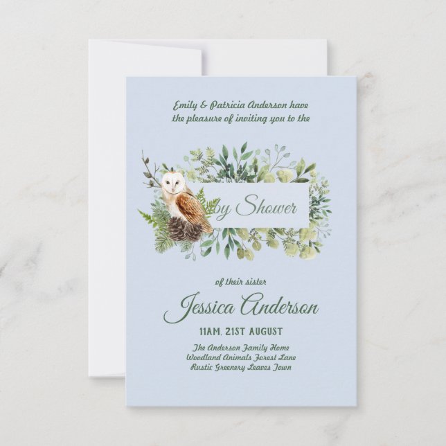 Bois Flore et faune BABY SHOWERS Invitations (Devant)