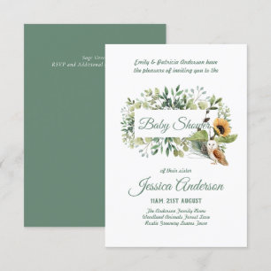 Bois Flore et faune BABY SHOWERS Invitations