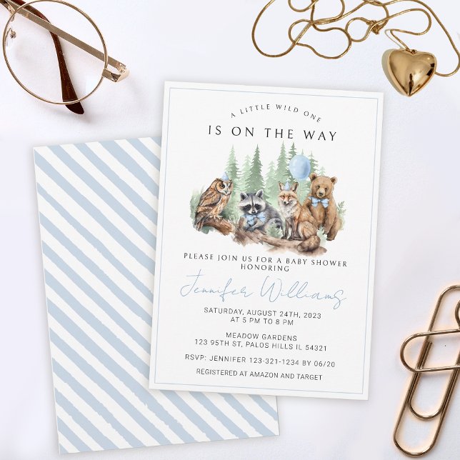 Bois forêt animaux garçon baby shower invitation (Créateur téléchargé)
