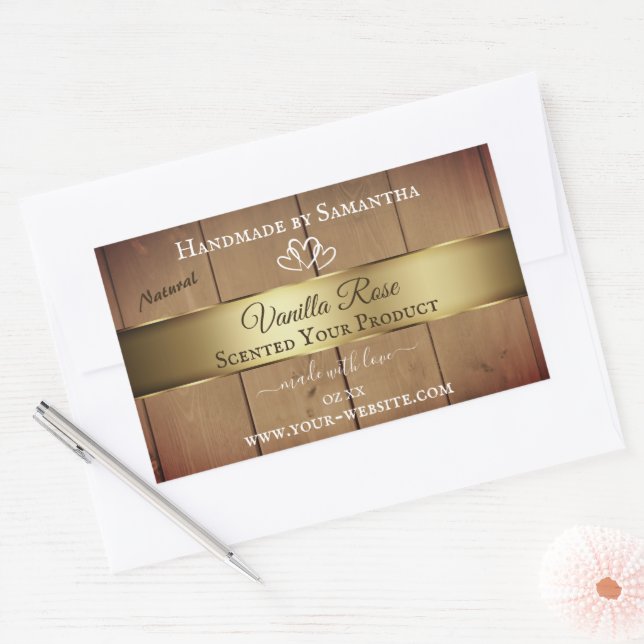 Bois Grain Emballage Étiquette Décor Or (Enveloppe)