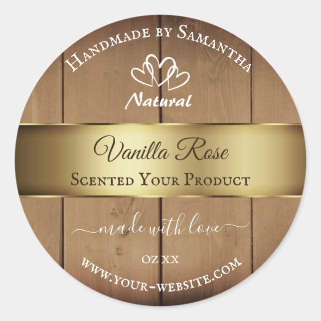 Bois Grain Emballage Étiquette Décor Or (Devant)