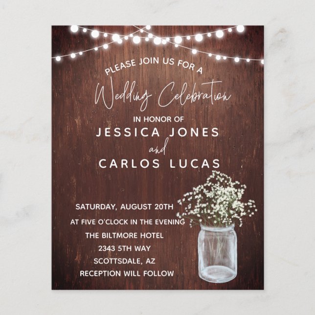 Bois Gypsophila Baby's Breath Mason Jar Budget (Devant)