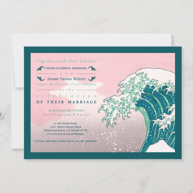 Bois japonais Imprimer les invitations de mariage (Devant)