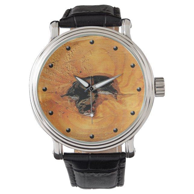 Bois orange naturel avec trou noir montre inhabitu (devant)