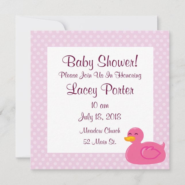Bois rose Ducky Baby Shower Invitations (Devant)