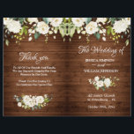 Bois & Roses Blanches Floral Rustic Wedding Progra<br><div class="desc">Notez que les cartes arrivent à plat, et vous aurez besoin de Pold Down the Middle pour les convertir en papiers pliés. Pour plus de personnalisation, cliquez sur le bouton "Personnaliser" et utilisez notre outil de conception pour modifier ce modèle. Si vous avez besoin d'aide ou d'articles correspondants, veuillez me...</div>