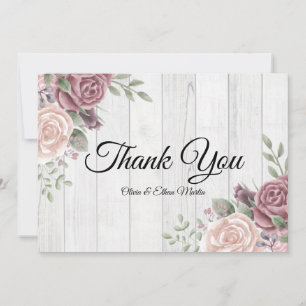 Bois rustique Aquarelle rose Boho Merci Floral