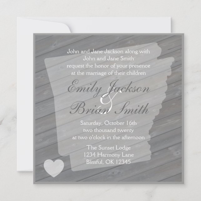 Bois rustique Arkansas Gris invitations de mariage (Devant)