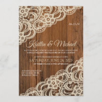 Bois rustique & Beige / Faire-part de mariage dent