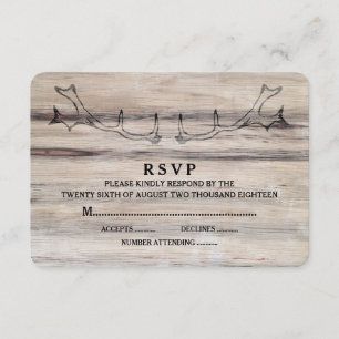 Bois rustique   Carte RSVP de mariage de cerfs