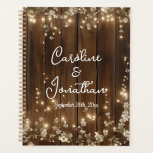 Bois Rustique Chaîne éclaire Blanc Floral Mariage