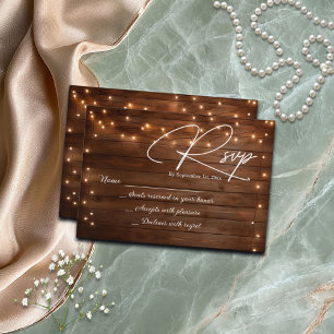 Bois Rustique Chaîne Lumières Mariage RSVP