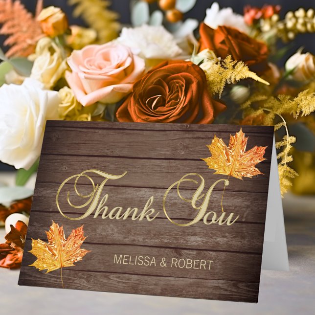 Bois rustique Chute Merci Mariage orange (Rustic Wood Fall Orange Wedding Thank You)