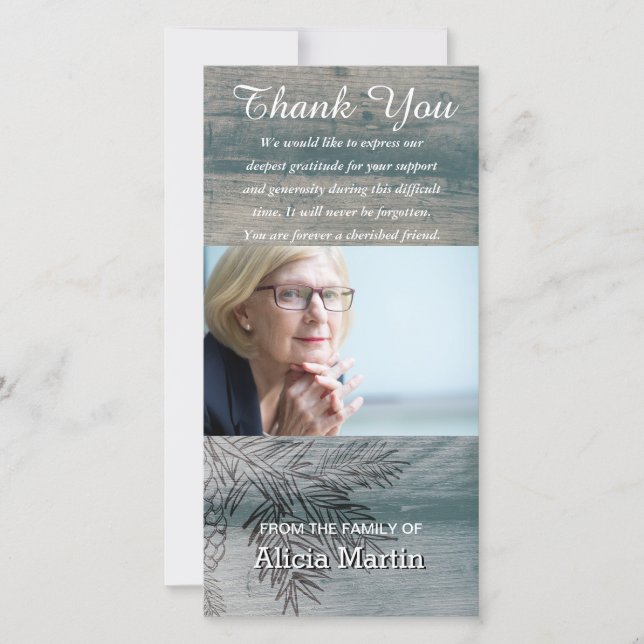 Bois rustique de Merci commémoratif de sympathie (Devant)