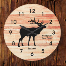 Bois Rustique Deer Camp Style Horloge Acrylique