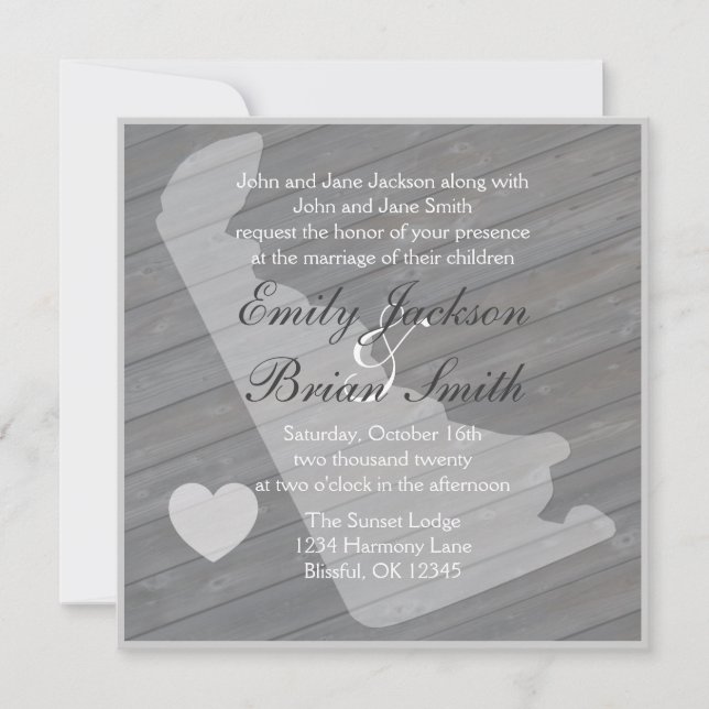 Bois rustique Delaware Gris invitations de mariage (Devant)