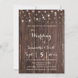Bois Rustique Éclairage Boho Wedding Invitations