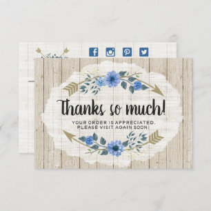 Bois rustique et Carte de remerciements d'aquarell